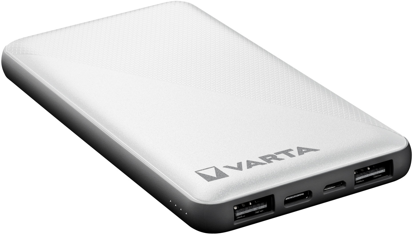 Varta Energy Externt batteri, 10000mAh, 15W, 2 x USB-A - 1 x USB-C, Vit
