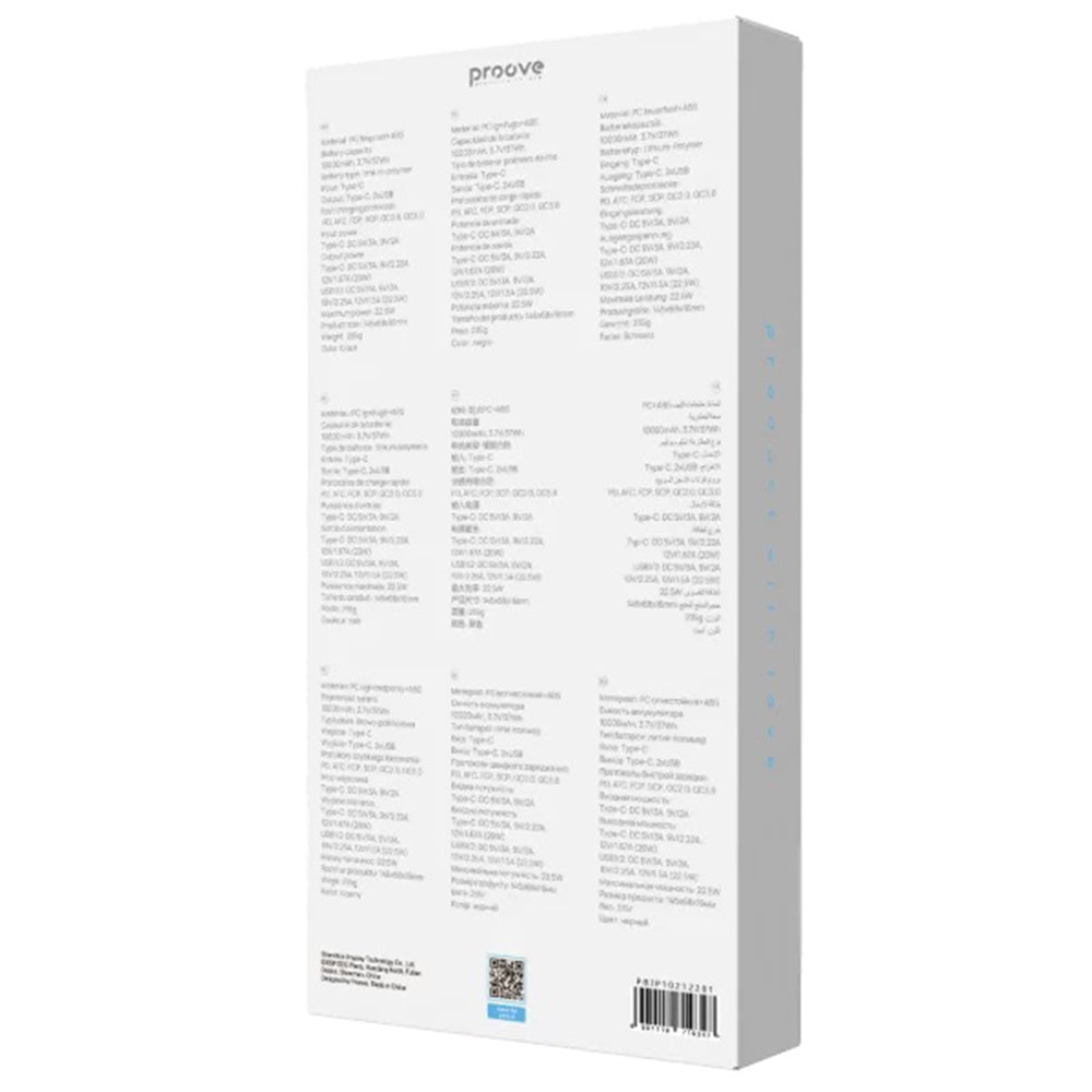 Extern batteri Proove Illuminator 2, 10000mAh, 22.5W, QC + PD, 2 x USB-A - 1 x USB-C, Svart PBIP10212201