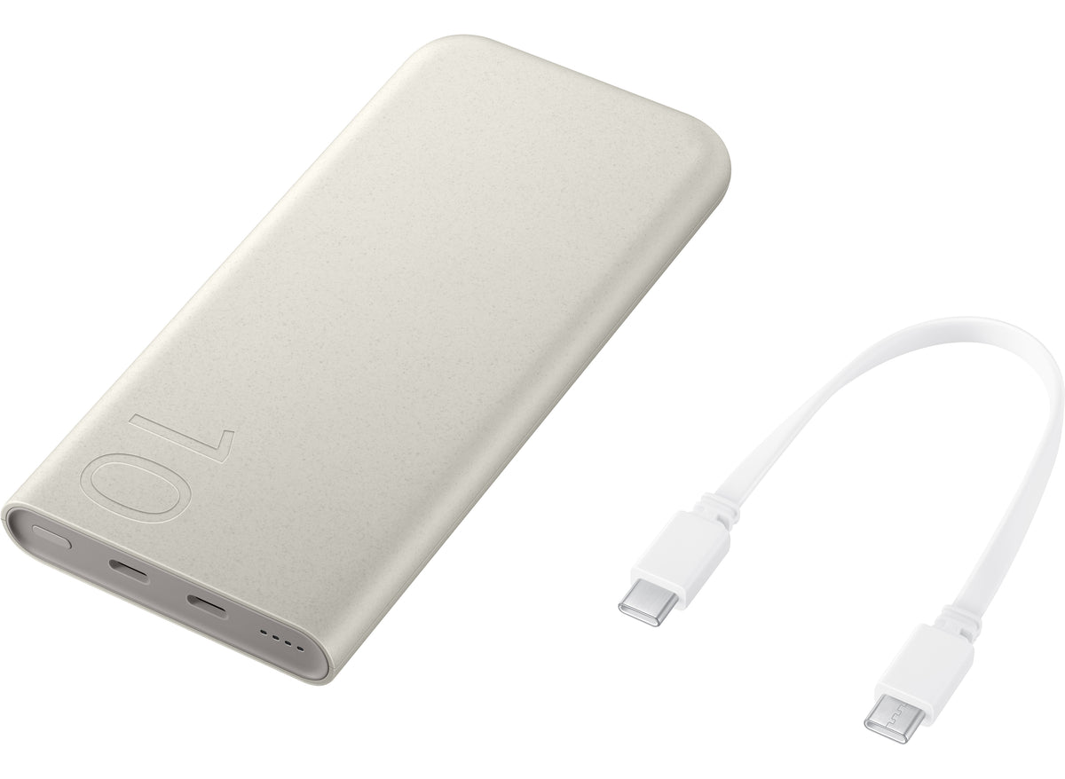 Samsung Extern batteri, 10000mAh, 25W, PD, 2 x USB-C, Beige, Omslaget EB-P3400XUEGEU