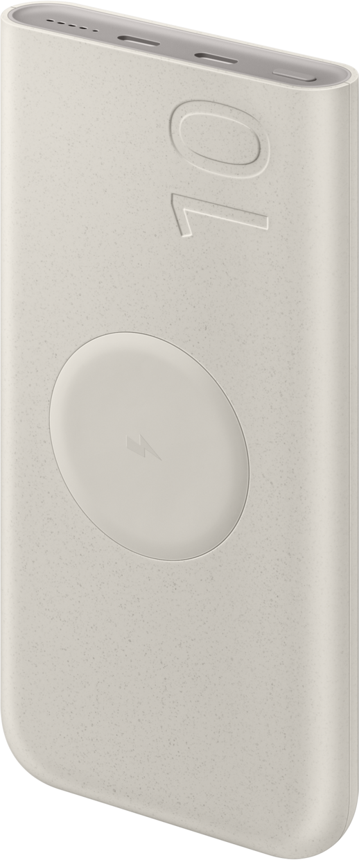 Samsung Externt batteri, 10000mAh, 25W, PD + FQI, 1 x QI - 2 x USB-C, Beige EB-U2510XUEGEU