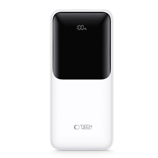 Extern batteri Tech-Protect PB01, 10000mAh, 22.5W, QC + PD, 1 x USB-C - 2 x USB-A, Vit