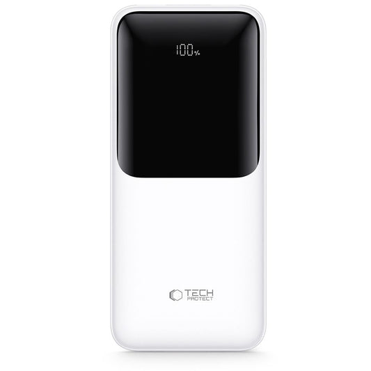 Extern batteri Tech-Protect PB02, 20000mAh, 22.5W, QC + PD, 1 x USB-C - 2 x USB-A, Vit