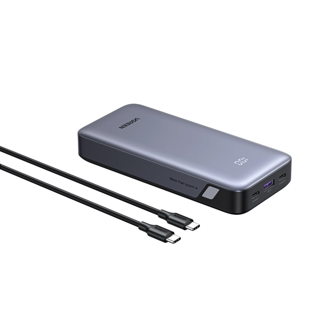 Extern batteri UGREEN Nexode PB532 (55989B), 20000mAh, 30W, QC + PD, 1 x USB-A - 2 x USB-C, Grå