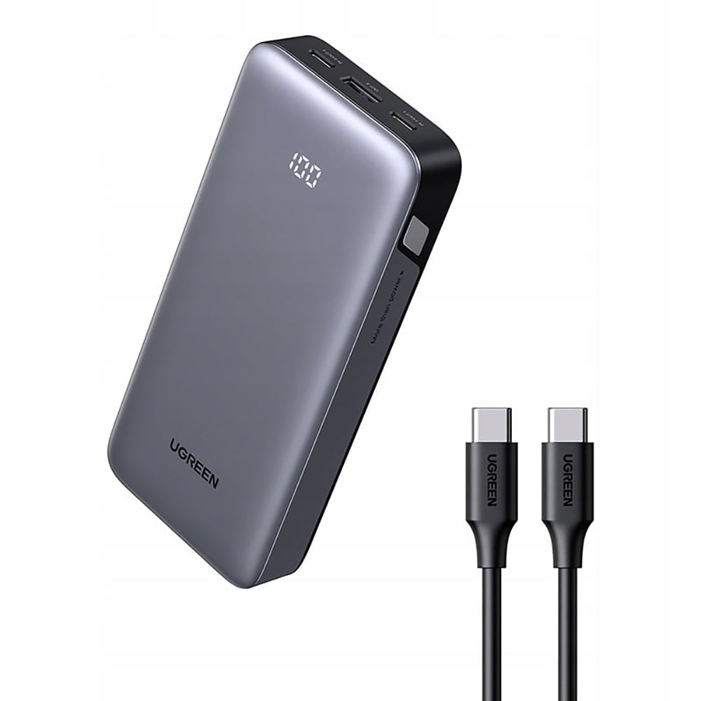 Extern batteri UGREEN Nexode PB532 (55989B), 20000mAh, 30W, QC + PD, 1 x USB-A - 2 x USB-C, Grå