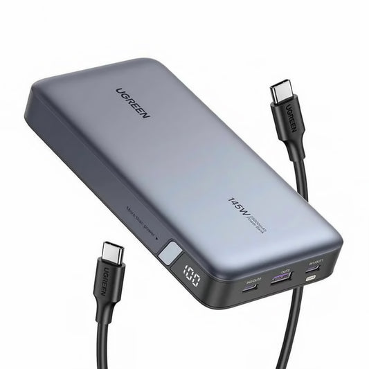 UGREEN PB205 Externt batteri, 25000mAh, 145W, QC + PD, 1 x USB-A - 2 x USB-C, Grå