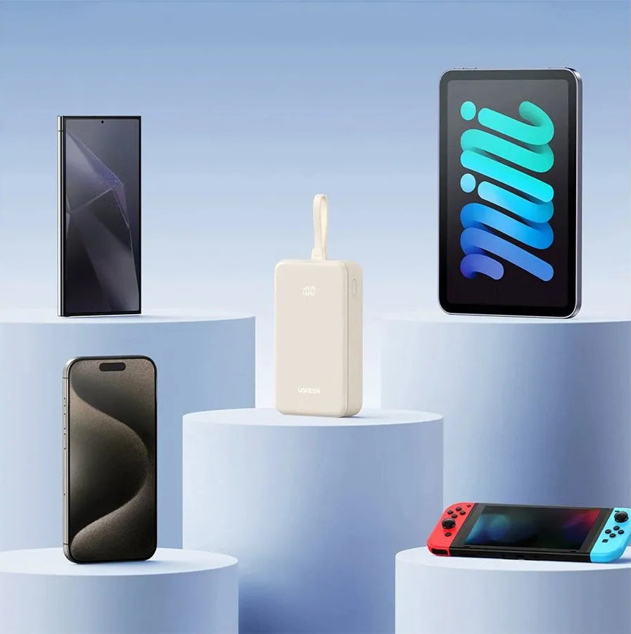 UGREEN PB521 External Battery, 20000mAh, 30W, QC + PD, 1 x USB-A - 2 x USB-C, White