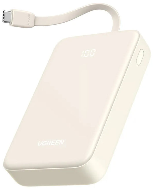 Extern batteri UGREEN PB521, 20000mAh, 30W, QC + PD, 1 x USB-A - 2 x USB-C, Vit