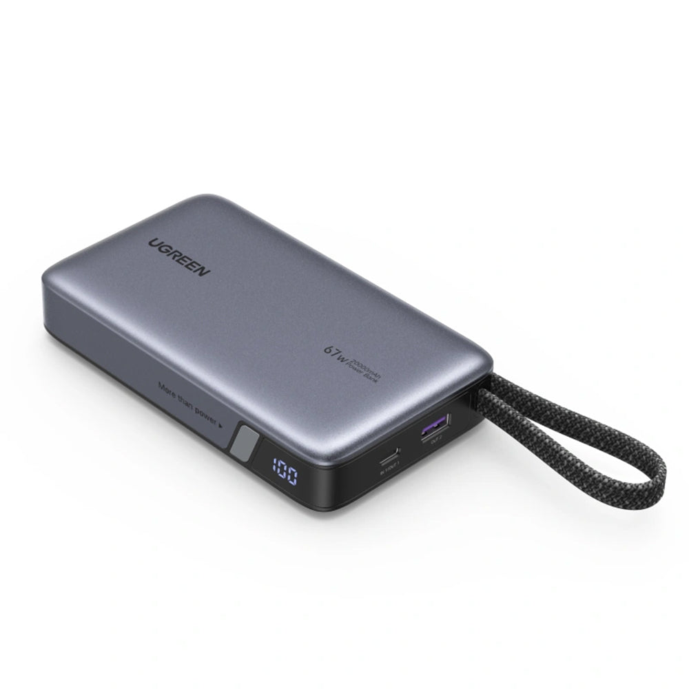 Extern batteri UGREEN PB550, 20000mAh, 67W, QC + PD, 1 x USB-A - 2 x USB-C, Grå