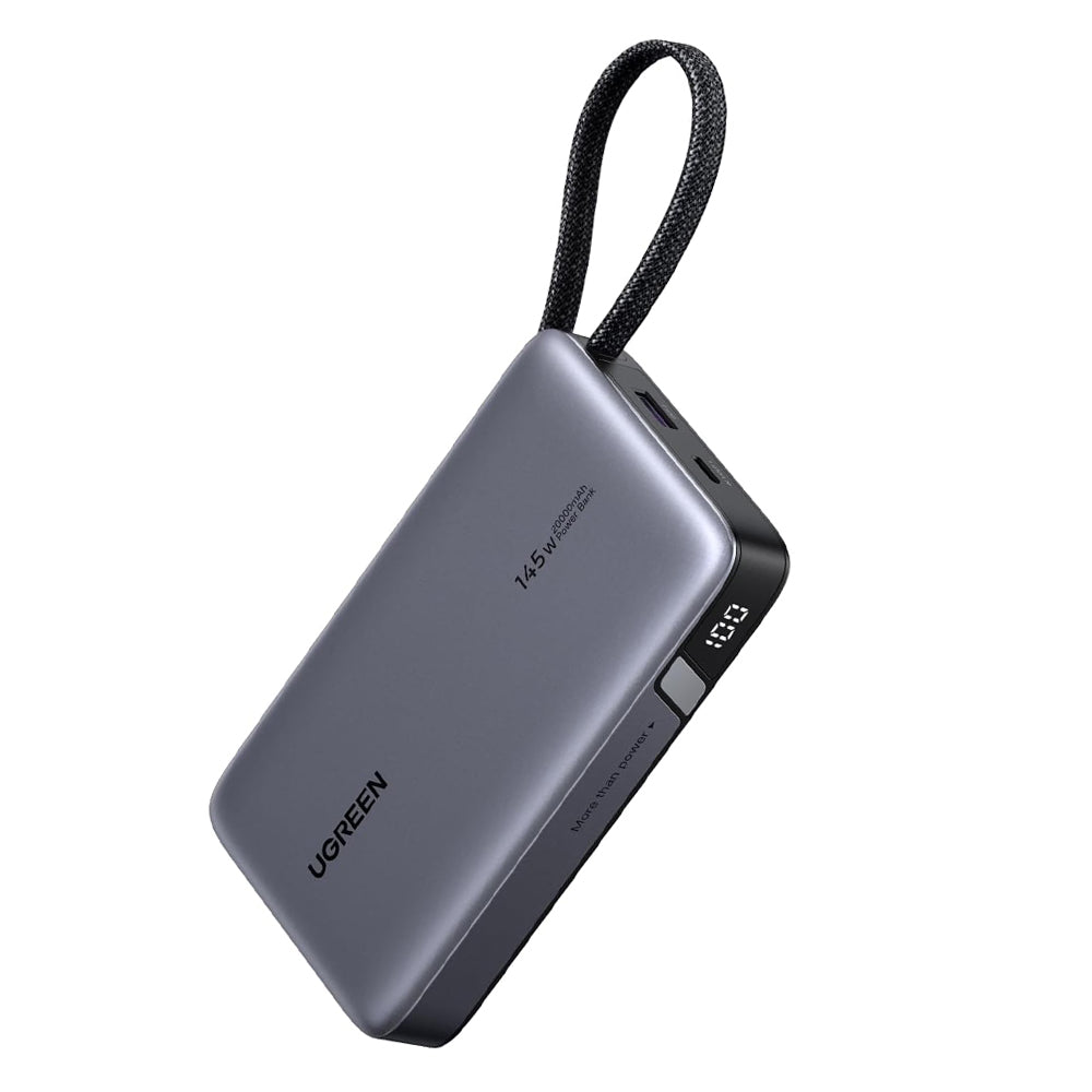 Extern batteri UGREEN PB551 (55992B), 20000mAh, 145W, QC + PD, 1 x USB-A - 2 x USB-C, Grå