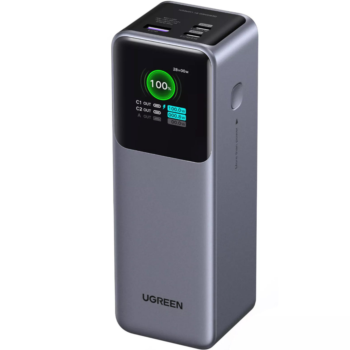Extern batteri UGREEN PB722, 25000mAh, 200W, QC + PD, 1 x USB-A - 2 x USB-C, Grå