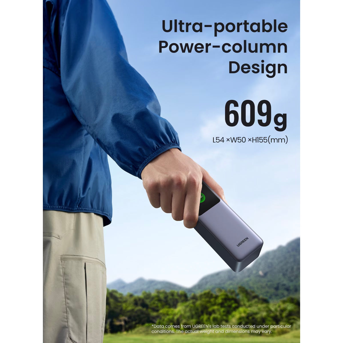 Extern batteri UGREEN PB722, 25000mAh, 200W, QC + PD, 1 x USB-A - 2 x USB-C, Grå