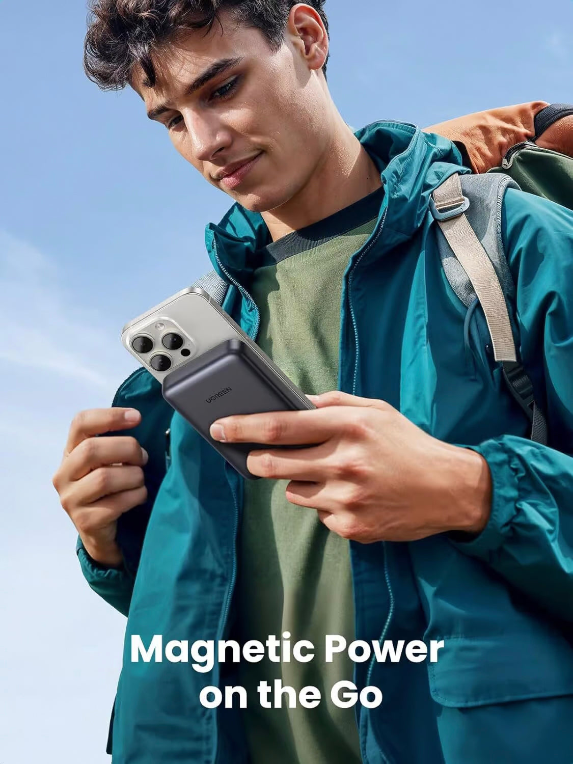 Extern batteri UGREEN PB761, 10000mAh, 30W, PD + FQI, 1 x QI - 1 x USB-C, Grå