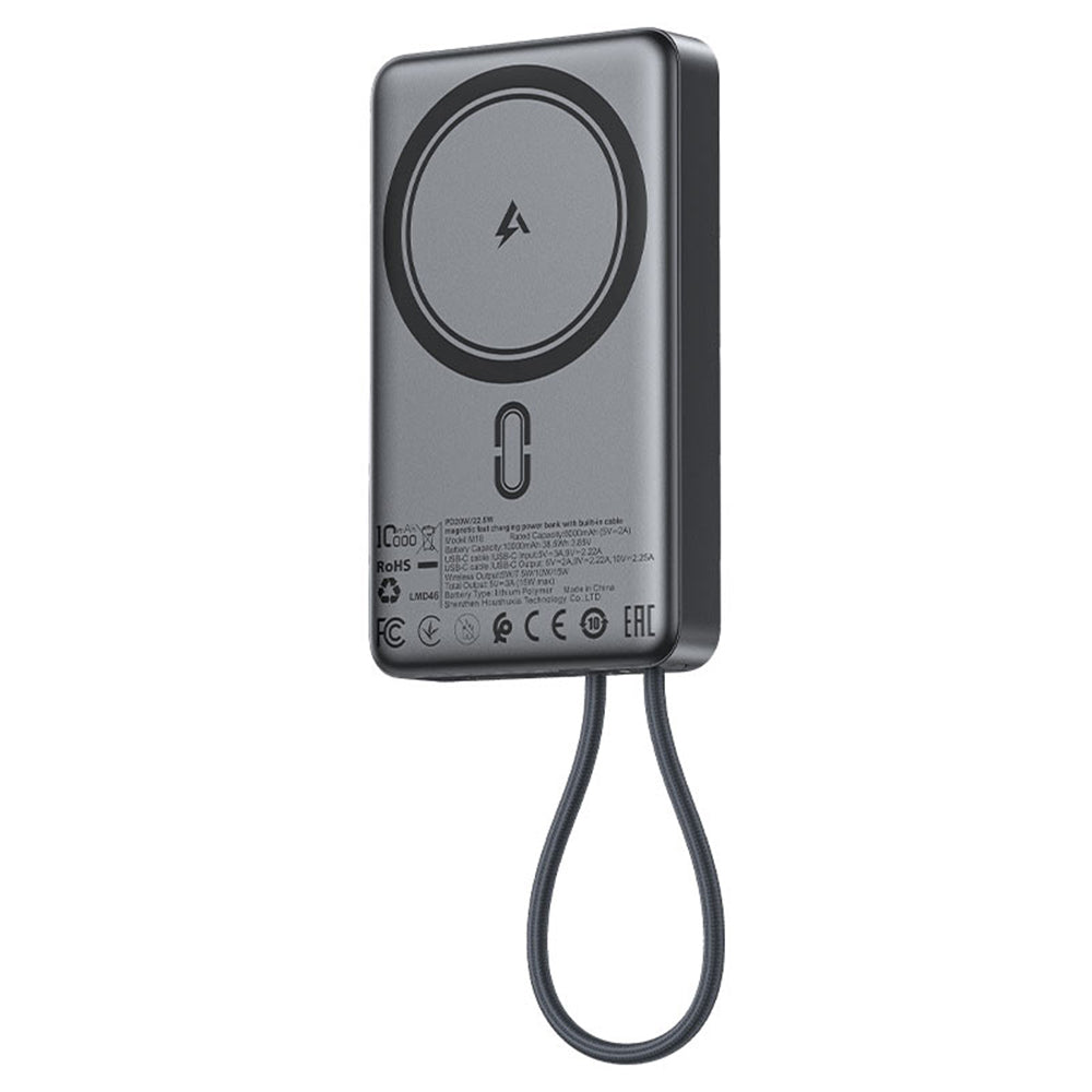 Trådlös Extern Batteri Acefast M18, 10000mAh, 22.5W, PD + FQI, 1 x QI - 2 x USB-C, Svart