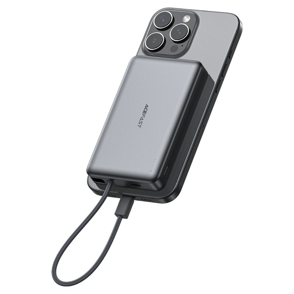 Trådlös Extern Batteri Acefast M18, 10000mAh, 22.5W, PD + FQI, 1 x QI - 2 x USB-C, Svart