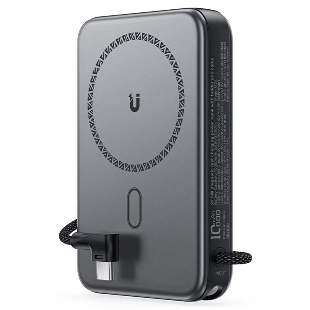 Trådlös Extern Batteri Acefast M24, 10000mAh, 22.5W, PD + FQI, 1 x QI - 2 x USB-C, Grå