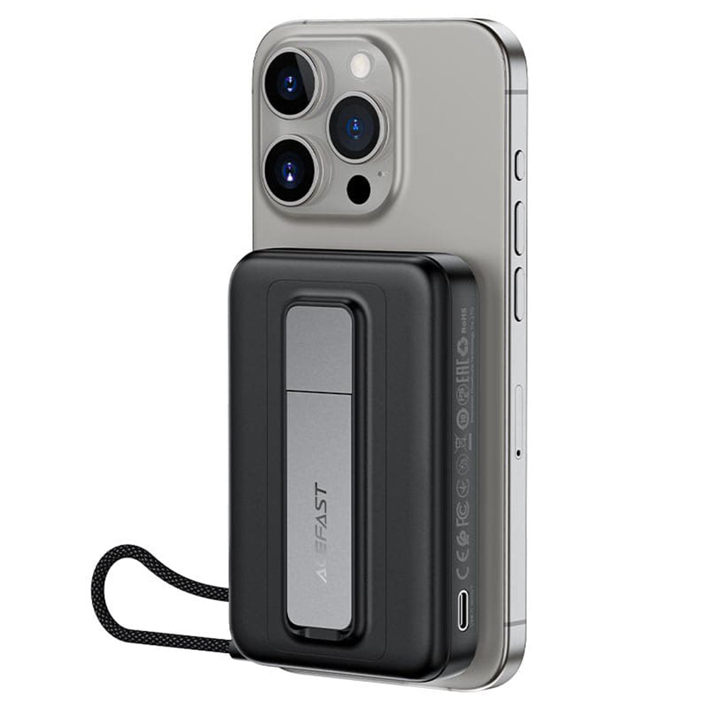 Trådlös Extern Batteri Acefast M24, 10000mAh, 22.5W, PD + FQI, 1 x QI - 2 x USB-C, Grå