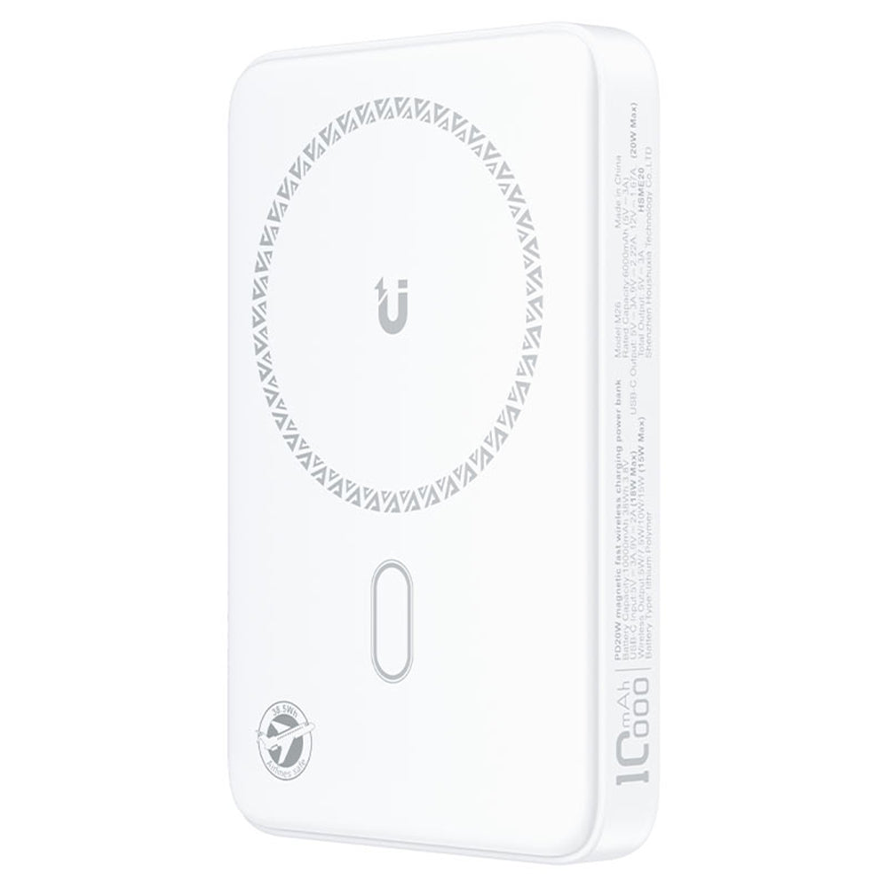 Extern trådlös batteri Acefast M26, 10000mAh, 20W, PD + FQI, 1 x QI - 1 x USB-C, Vit