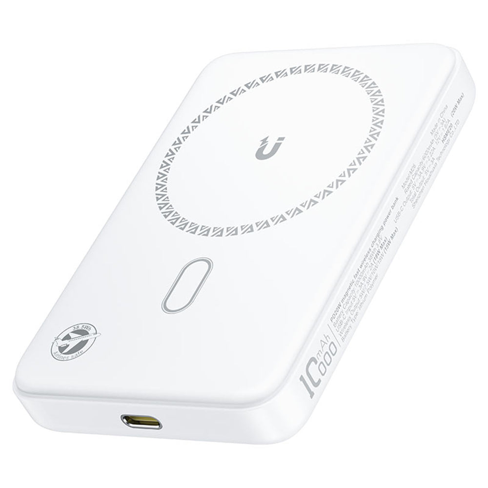 Extern trådlös batteri Acefast M26, 10000mAh, 20W, PD + FQI, 1 x QI - 1 x USB-C, Vit