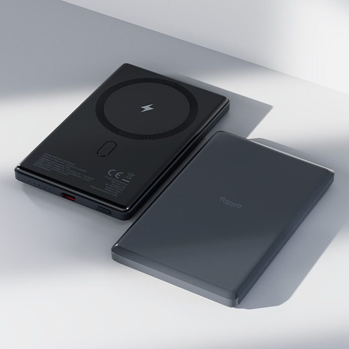 Extern trådlös batteri Allity. APB-300, 5000mAh, 20W, PD + FQI, 1 x QI - 1 x USB-C, Grå