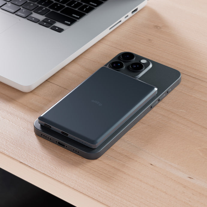 Extern trådlös batteri Allity. APB-300, 5000mAh, 20W, PD + FQI, 1 x QI - 1 x USB-C, Grå