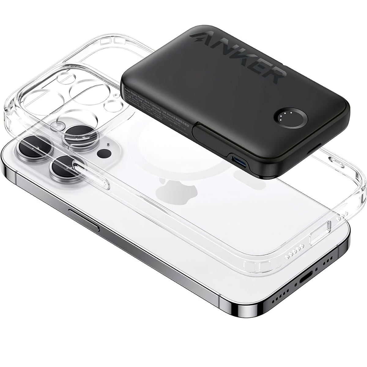 Trådlöst externt batteri Anker 322 MagGo, 5000mAh, 12W, 1 x QI - 1 x USB-C, Svart A1618G11