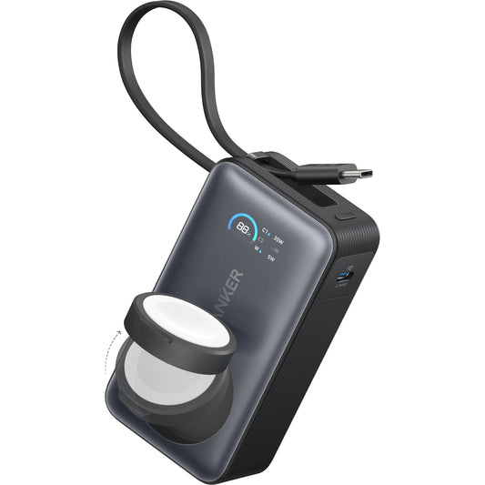 Trådlös Extern Batteri Anker MagGo, 10000mAh, 35W, PD + QI, 1 x QI - 2 x USB-C, Svart A1657H11