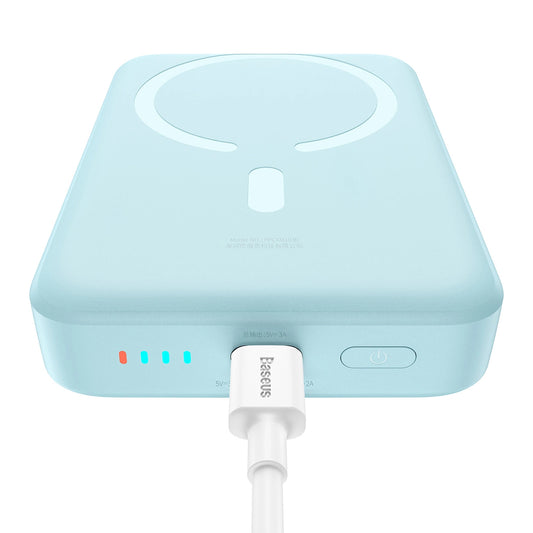 Extern batteri Wireless Baseus Magnetic Mini, 10000mAh, 30W, PD + FQI, 1 x QI - 1 x USB-C, Blå PPCX110203