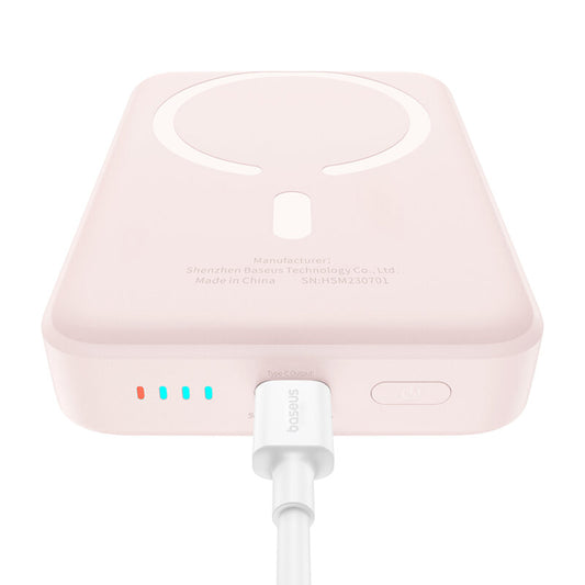 Extern batteri Wireless Baseus Magnetic Mini, 10000mAh, 20W, PD + FQI, 1 x QI - 1 x USB-C, Rosa P10059001413-00