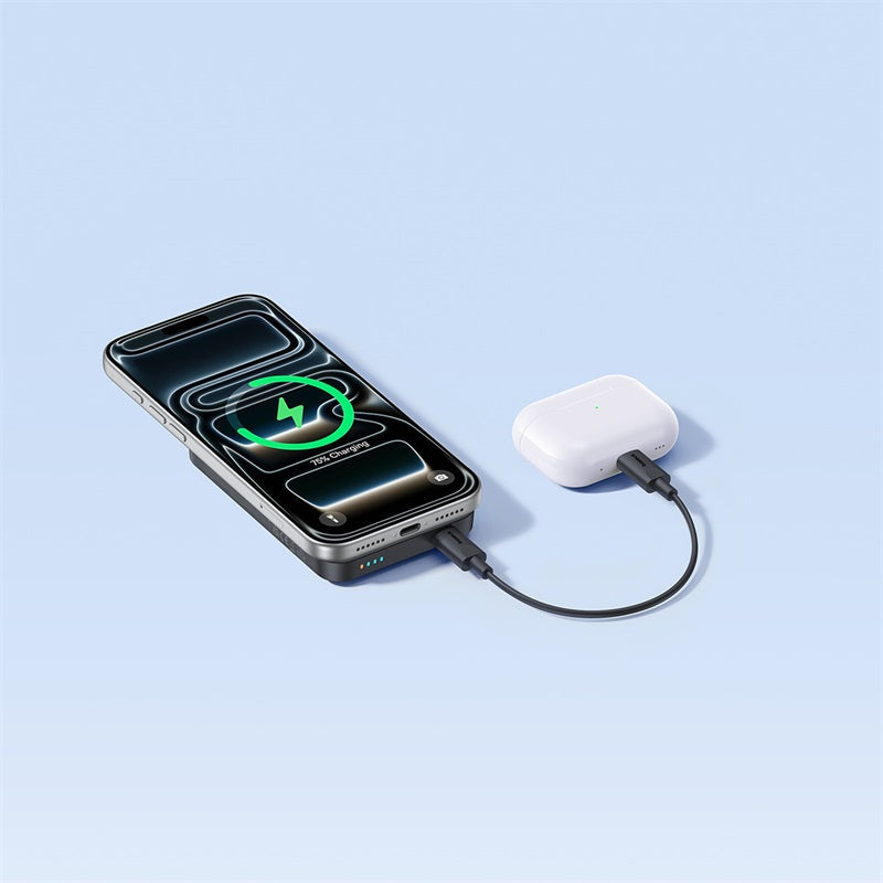 Trådlös Extern Batteri Baseus EnerFill FM11, 10000mAh, 30W, PD + FQI, 1 x QI - 1 x USB-C, Svart