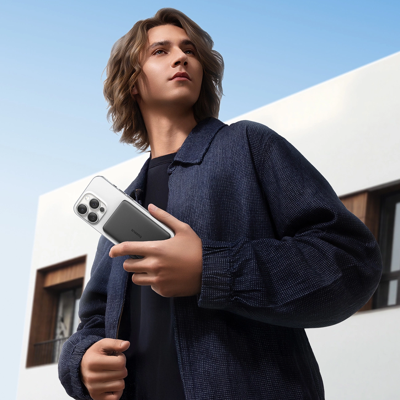 Extern batteri Wireless Baseus PicoGo AM41, 5000mAh, 20W, PD + FQI, 1 x QI - 1 x USB-C, Svart