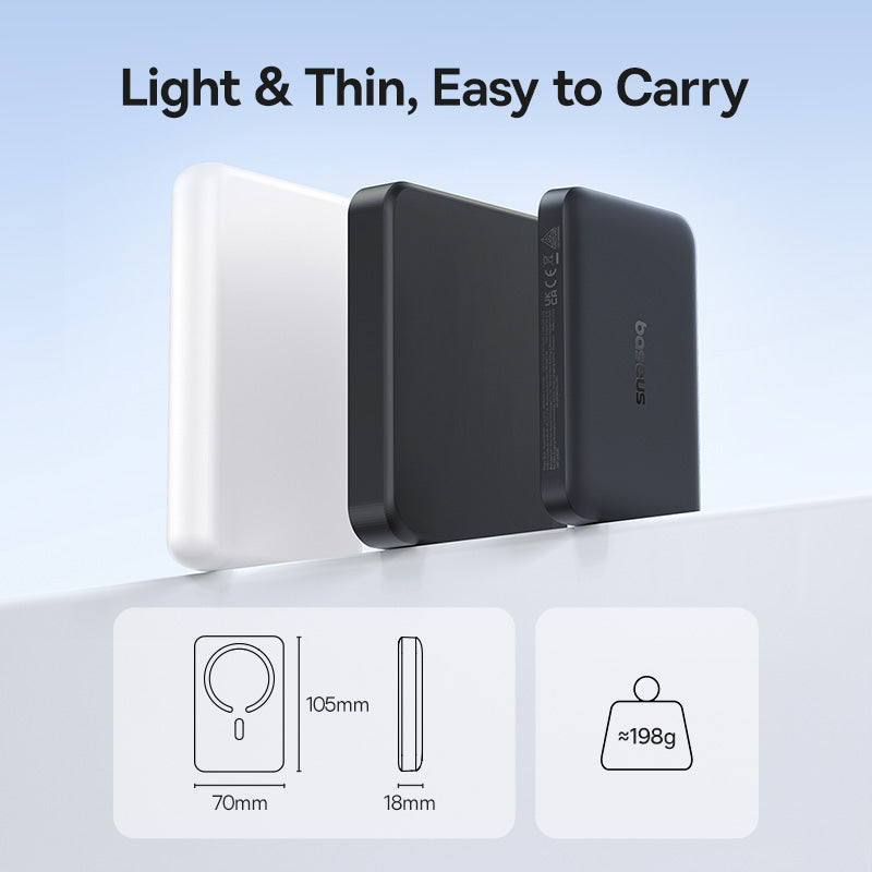 Trådlös Extern Batteri Baseus EnerFill FM11, 10000mAh, 30W, PD + FQI, 1 x QI - 1 x USB-C, Svart