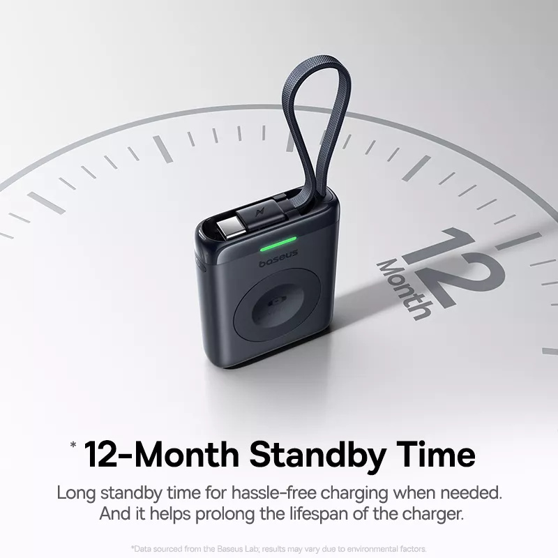 Trådlös Extern Batteri Baseus EnerFill FW11 för Apple Watch Series, 1640mAh, 5W, 1 x QI, Svart E0205301