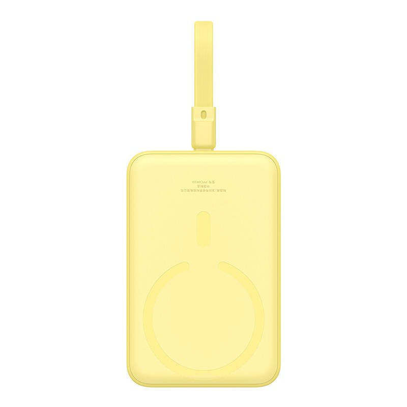 Extern batteri Wireless Baseus Magnetic Mini, 10000mAh, 20W, PD + FQI, 1 x Lightning - 1 x QI - 1 x USB-C, Gul P10022109Y23-00