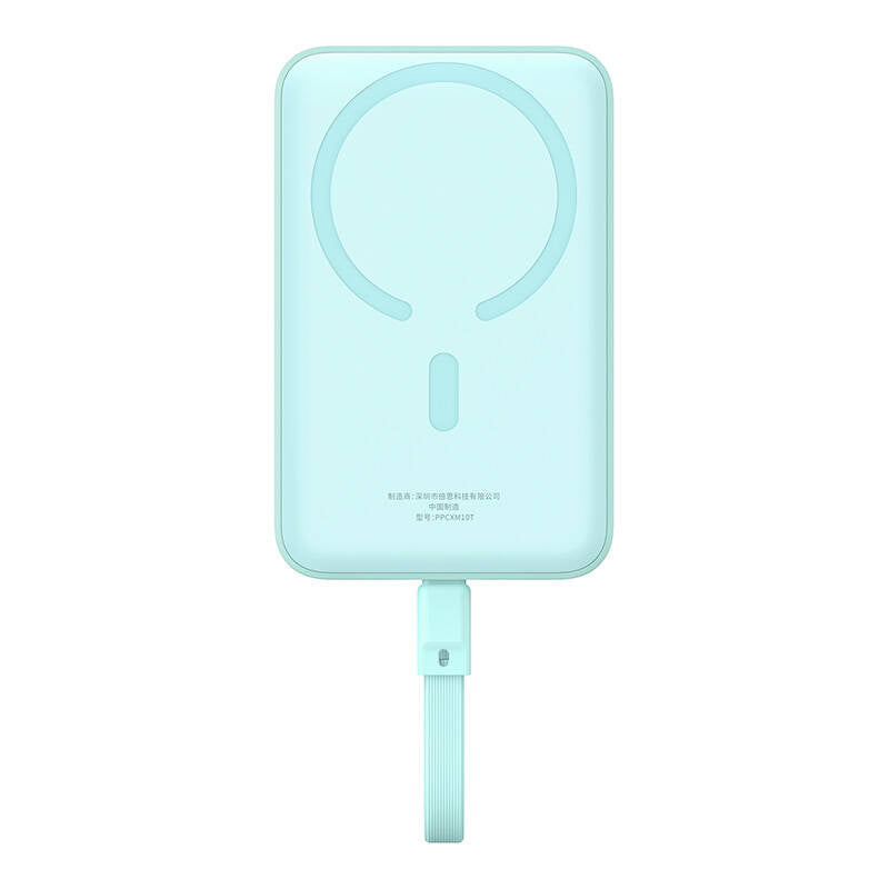 Baseus Magnetic Mini Wireless External Battery, 10000mAh, 30W, PD + FQI, 1 x Lightning - 1 x QI - 1 x USB-C, Blue P1002210B333-00