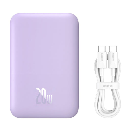 Extern trådlös batteri Baseus Mini Air, 6000mAh, 20W, PD + FQI, 1 x QI - 1 x USB-C, Lila P10059002513-00