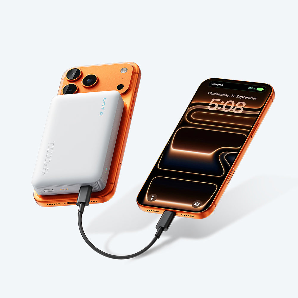 Trådlös Extern Batteri Cuktech WPB100N, 10000mAh, 20W, PD + FQI, 1 x QI - 1 x USB-C, Vit CKWPB100NGLGR