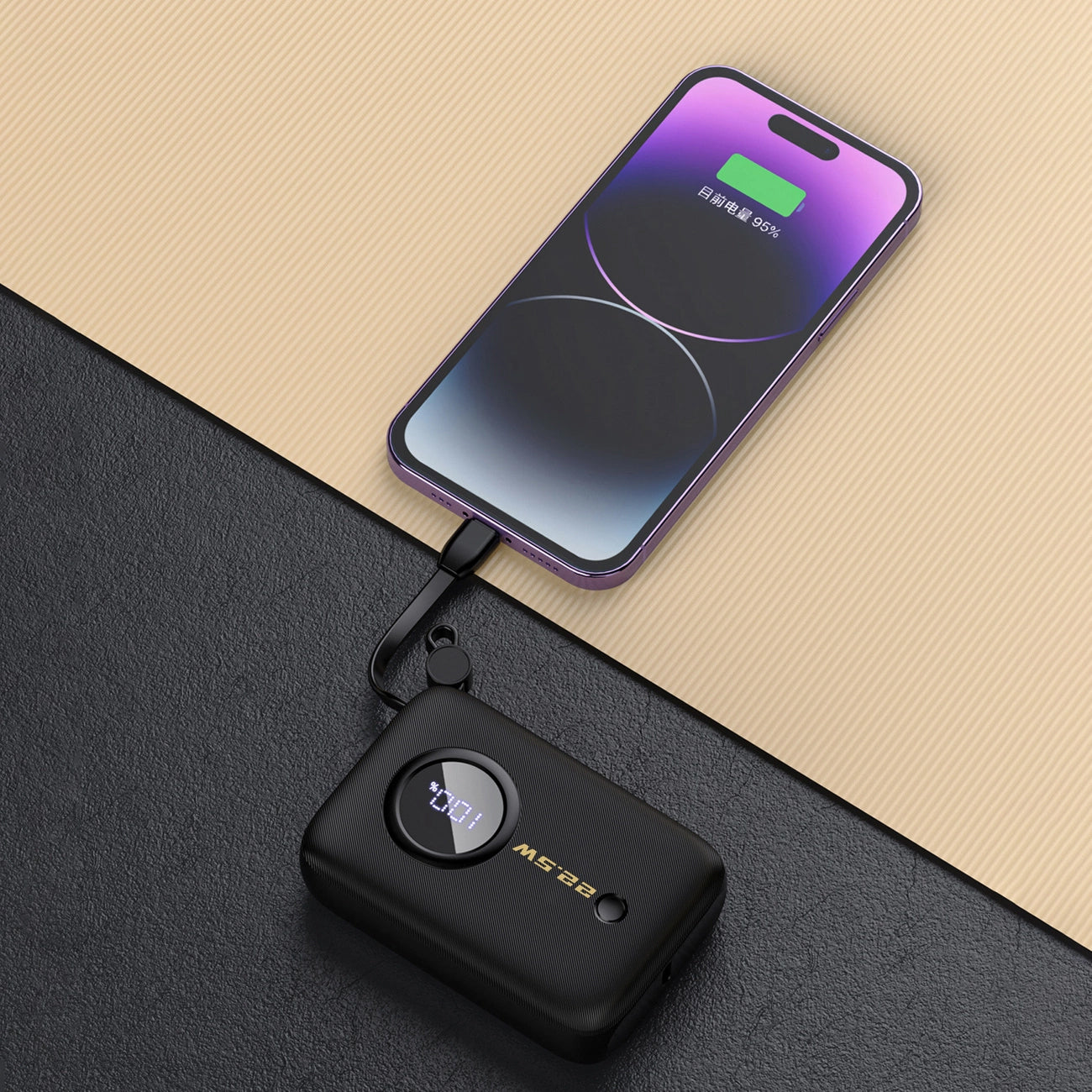 Extern batteri Dudao K14, 10000mAh, 22.5W, QC + PD, 1 x Lightning - 1 x USB-A - 2 x USB-C, Svart