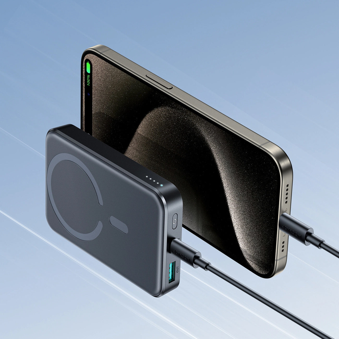 Extern Trådlös Batteri Joyroom JR-W020, 10000mAh, 20W, QC + PD + FQI, 1 x QI - 1 x USB-A - 1 x USB-C, Svart