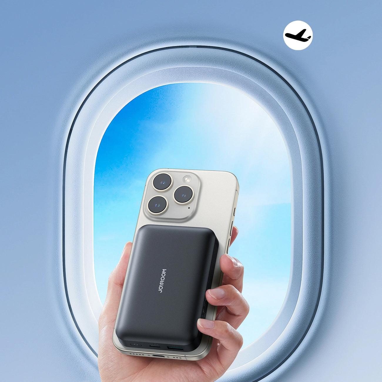 Extern Trådlös Batteri Joyroom JR-W020, 10000mAh, 20W, QC + PD + FQI, 1 x QI - 1 x USB-A - 1 x USB-C, Svart