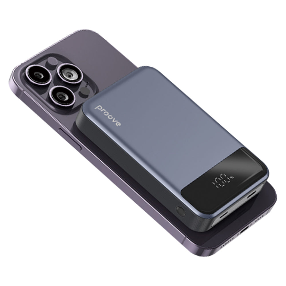 Trådlös Extern Batteri Proove Hoodman, 10000mAh, 20W, PD + FQI, 1 x QI - 1 x USB-C, Grå PBH120010003