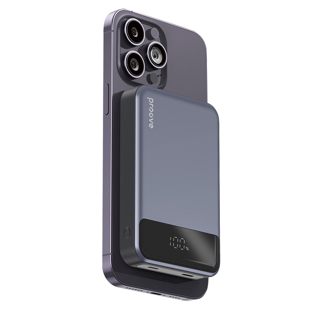 Trådlös Extern Batteri Proove Hoodman, 10000mAh, 20W, PD + FQI, 1 x QI - 1 x USB-C, Grå PBH120010003