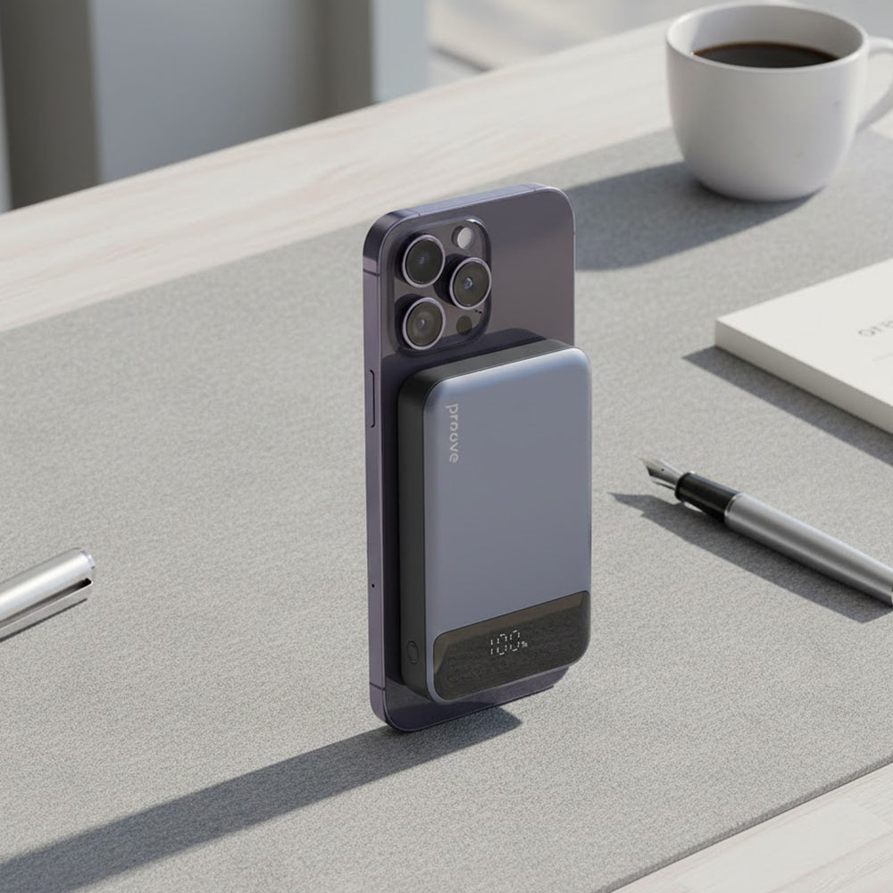Trådlös Extern Batteri Proove Hoodman, 10000mAh, 20W, PD + FQI, 1 x QI - 1 x USB-C, Grå PBH120010003
