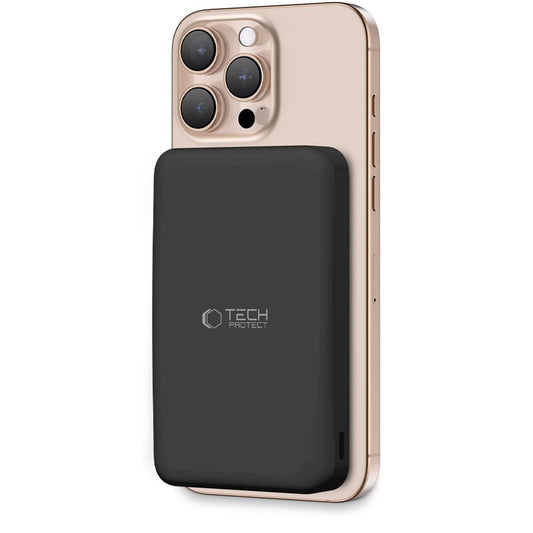 Externt trådlöst batteri Tech-Protect PB24 LifeMag, 10000mAh, 15W, PD + FQI, 1 x QI - 1 x USB-A - 1 x USB-C, Svart