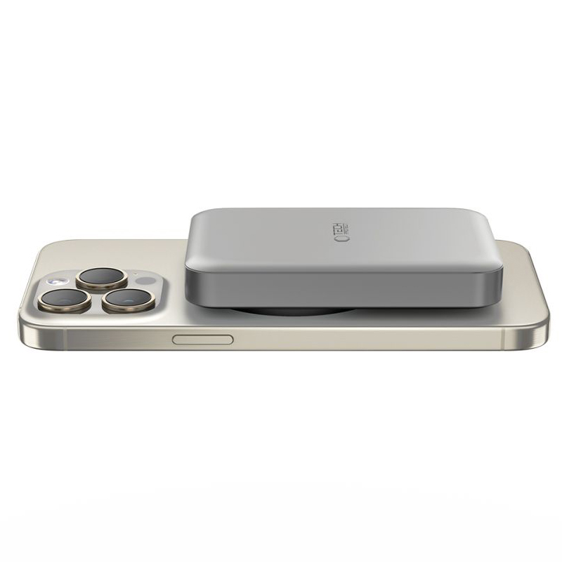 Trådlös Powerbank Tech-Protect PB11 LifeMag, 10000mAh, 15W, PD + FQI, 1 x QI - 1 x USB-C, Grå, Omslagen