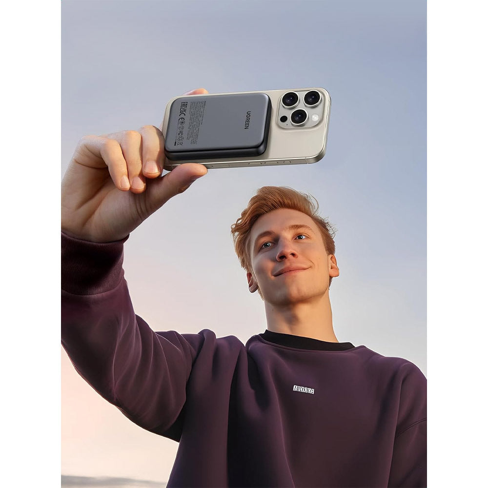 Trådlös Extern Batteri UGREEN PB561, 10000mAh, 20W, PD + FQI, 1 x QI - 1 x USB-C, Svart