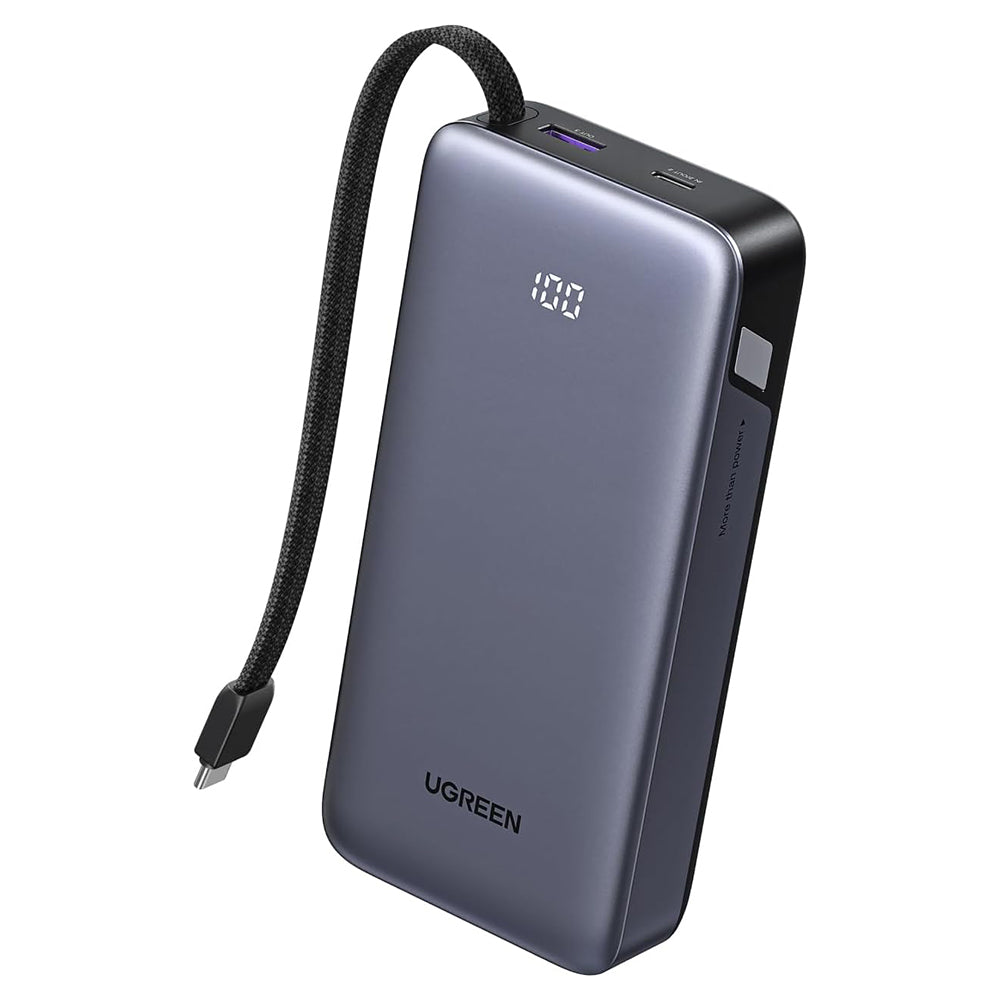 Extern batteri UGREEN PB536 (55988B), 20000mAh, 45W, QC + PD, 1 x USB-A - 2 x USB-C, Grå