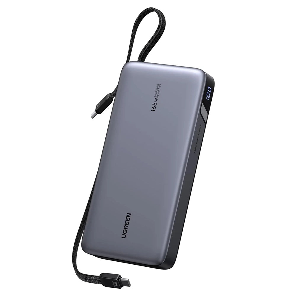 Extern batteri UGREEN PB726 (55995B), 25000mAh, 165W, QC + PD, 1 x USB-A - 3 x USB-C, Grå