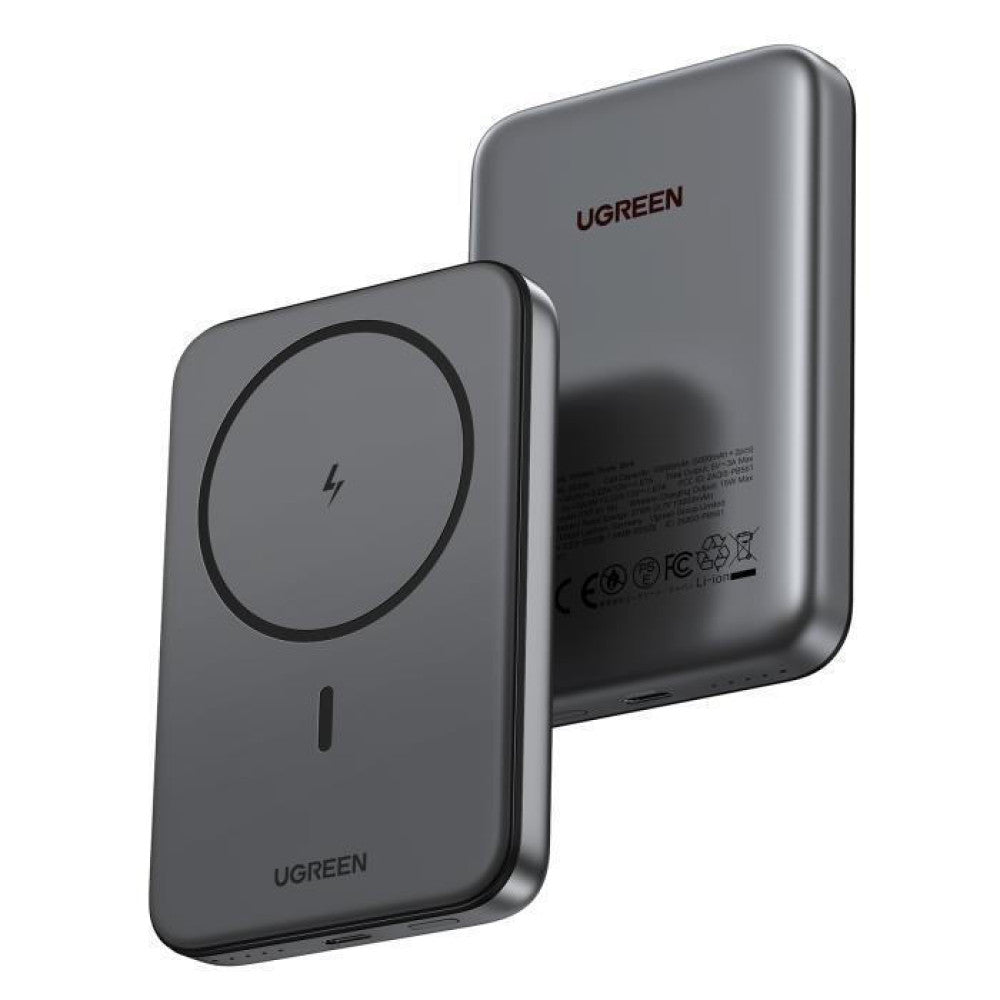 Trådlös Extern Batteri UGREEN PB561, 10000mAh, 20W, PD + FQI, 1 x QI - 1 x USB-C, Svart