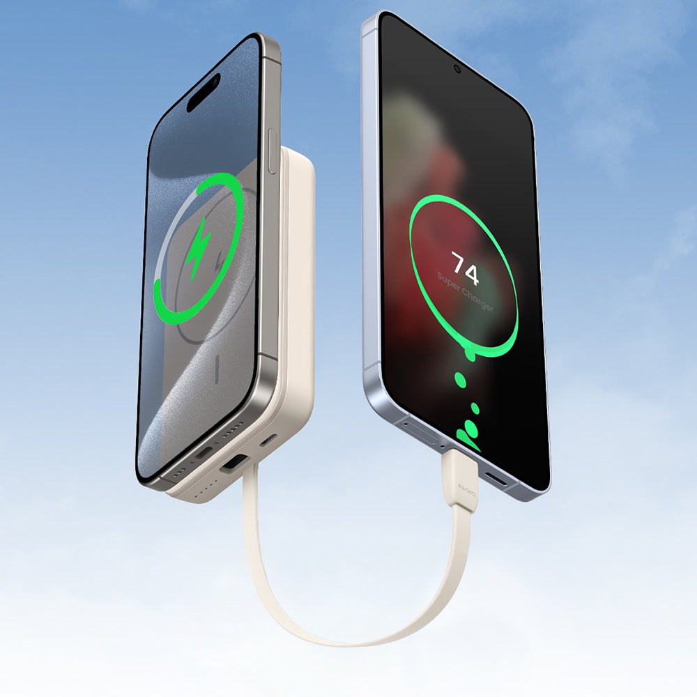 UGREEN PB760 Wireless External Battery, 10000mAh, 20W, PD + FQI, 1 x QI - 1 x USB-C, Beige