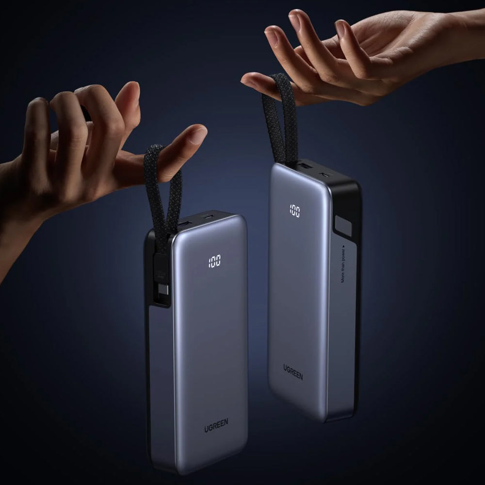 Extern batteri UGREEN PB536 (55988B), 20000mAh, 45W, QC + PD, 1 x USB-A - 2 x USB-C, Grå